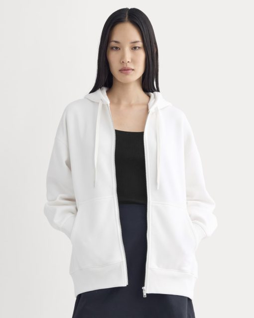 Luxe Fleece Oversized Full-Zip Hoodie | Bone