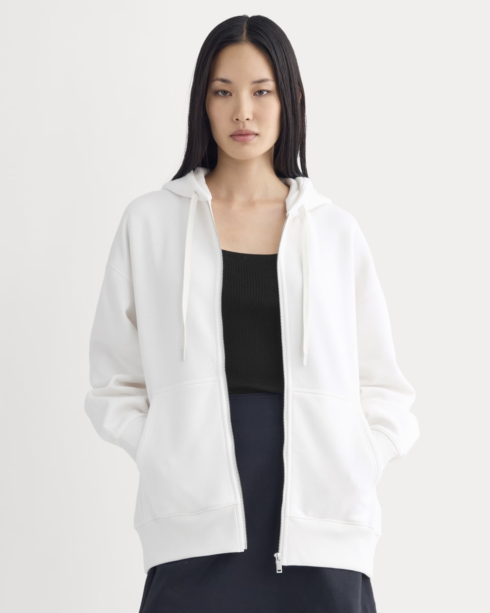 Luxe Fleece Oversized Full-Zip Hoodie | Bone