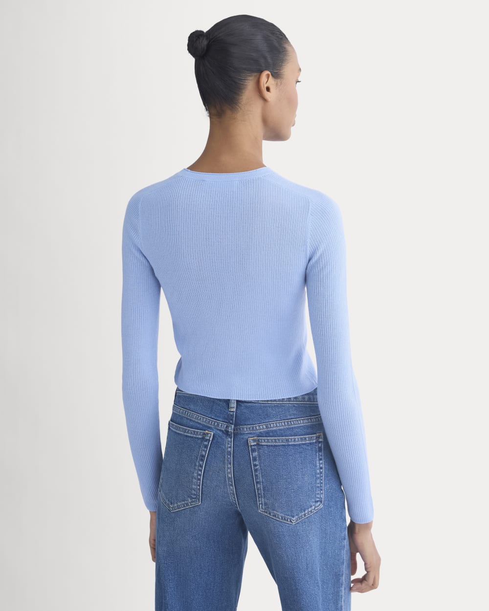 The Cropped Crew Top in Ultrafine Merino | Open Air Blue - Image 5