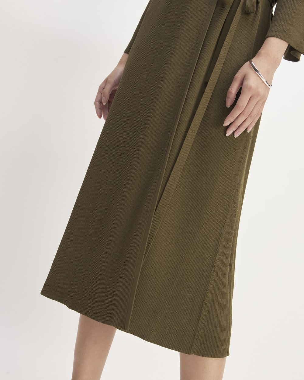 The Ribbed Wrap Midi Dress | Beech - Image 5