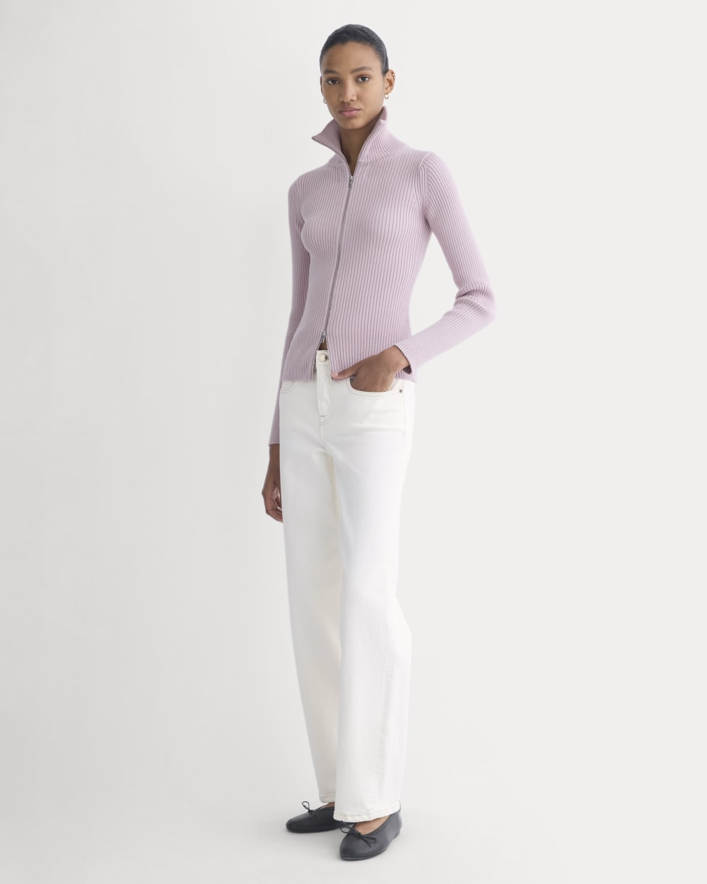 Full-Zip Ribbed Jacket in Everyday Cotton | Burnished Lilac - Image 4
