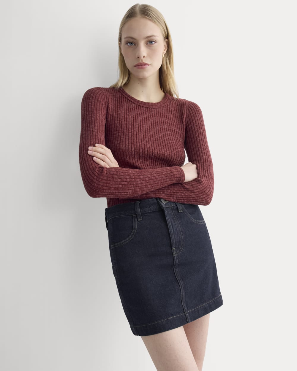The Cozy Rib Long-Sleeve Tee | Pomegranate - Image 6
