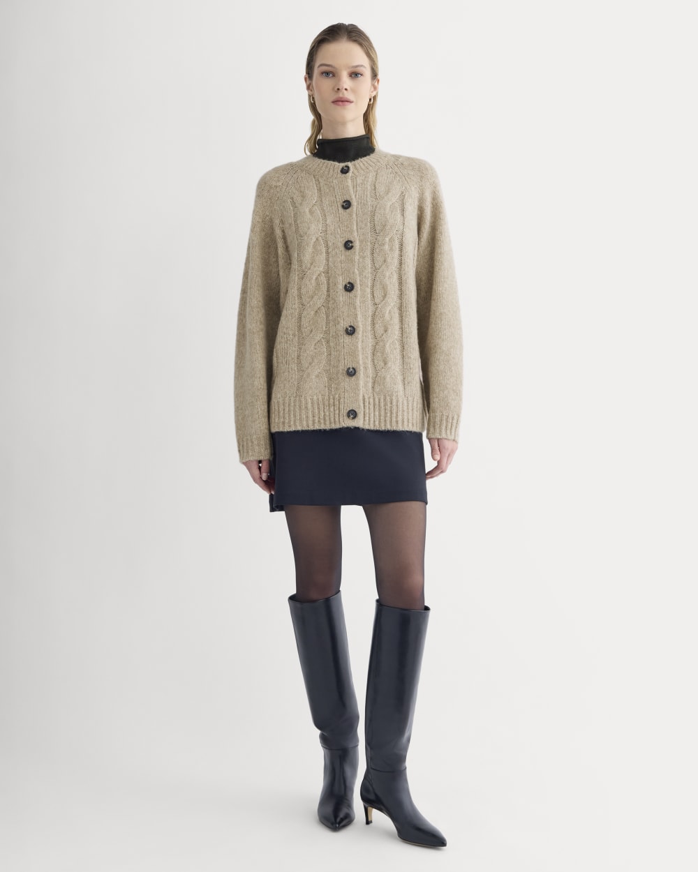 Cloud Cable Cardigan | Heathered Oatmeal - Image 3