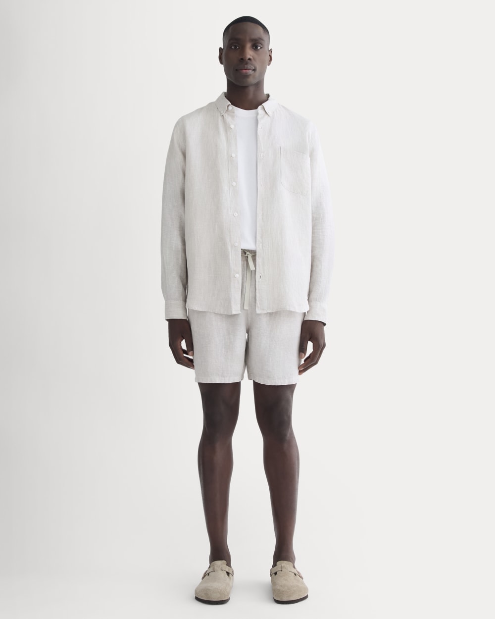 The Linen Easy Short | Stone / White - Image 3