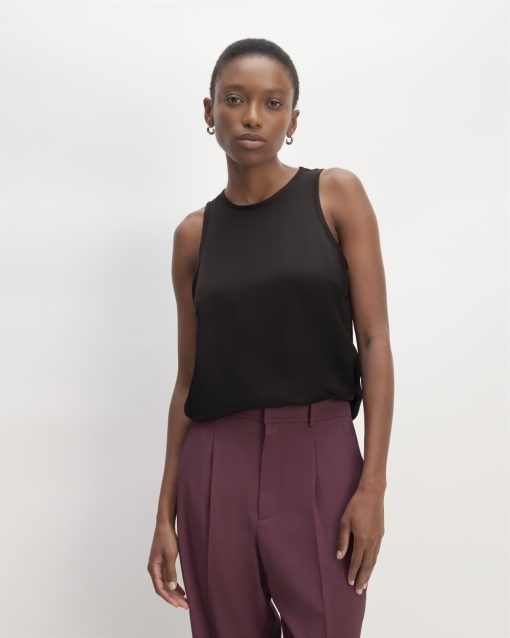 The Satin Racerback Top | Black
