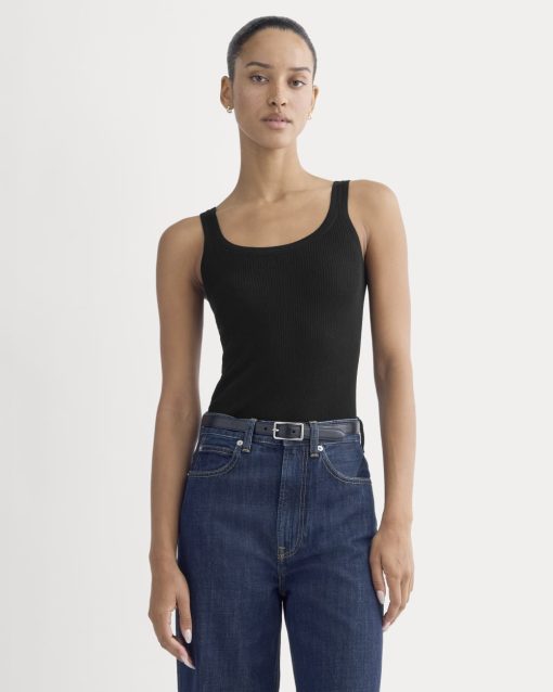 The Light Ribbed Cami in Ultrasoft Merino | Black