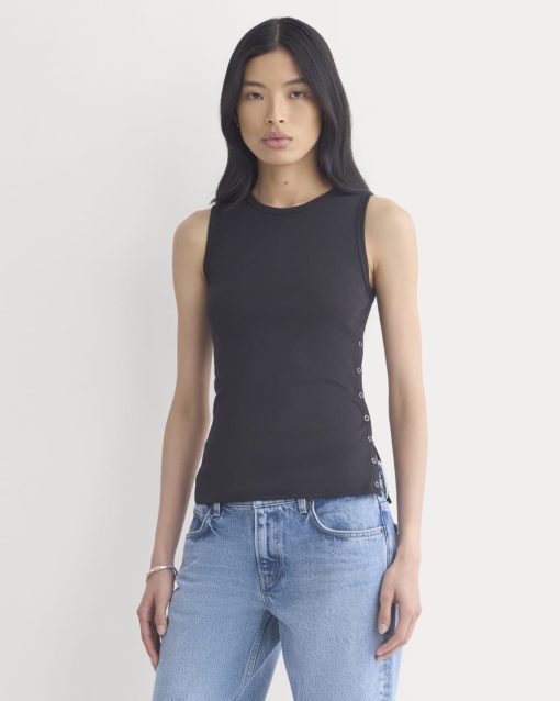 Luxe Rib Side Snap Tank | Black