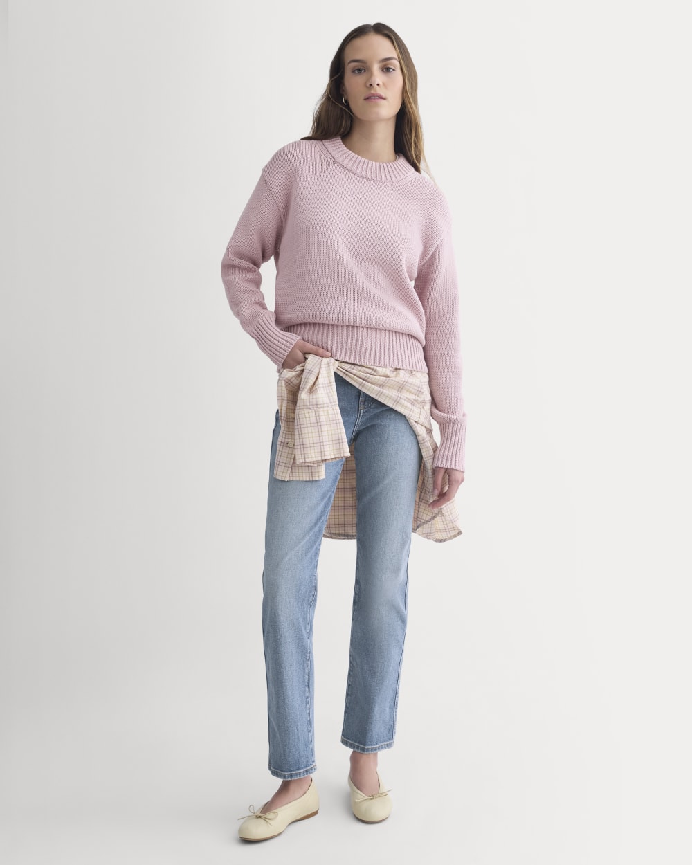 Oversized Cocoon Crew in Elevated Cotton | Burnished Lilac - Image 3