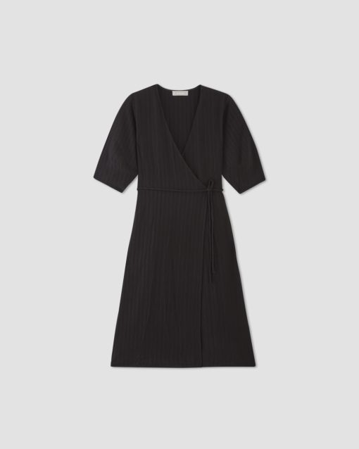 Alternative view of The City Stripe Wrap Dress | Black