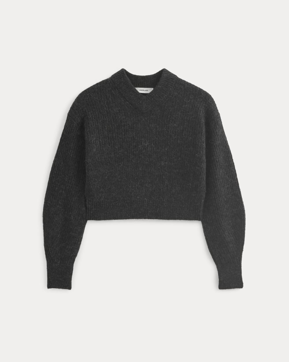 Cropped Cocoon Sweater in Alpaca | Heathered Black - Image 2