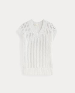 Alternative view of The Mesh Cable Vest in Everyday Cotton | White