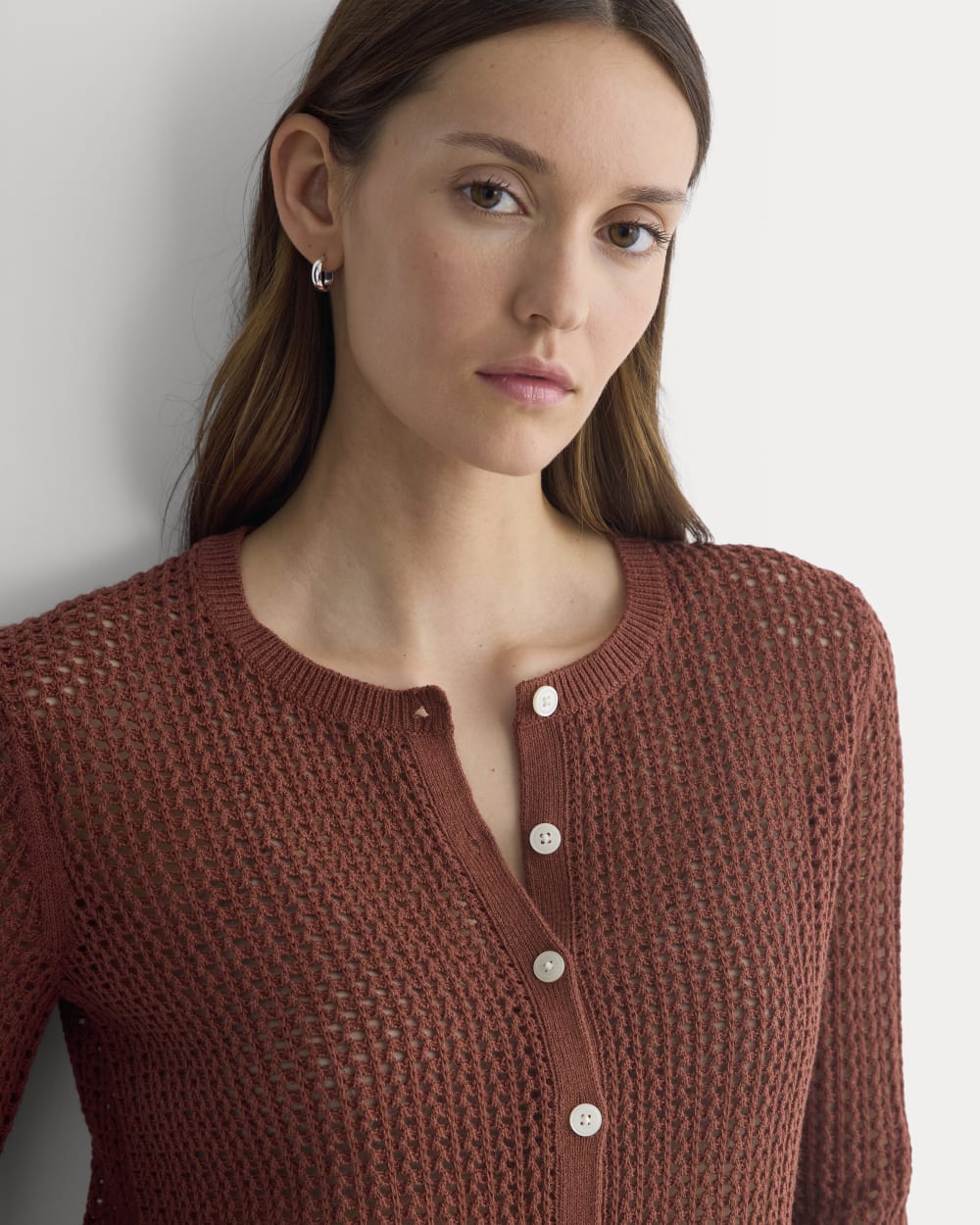 Lace-Knit Cardigan | Henna Red - Image 4