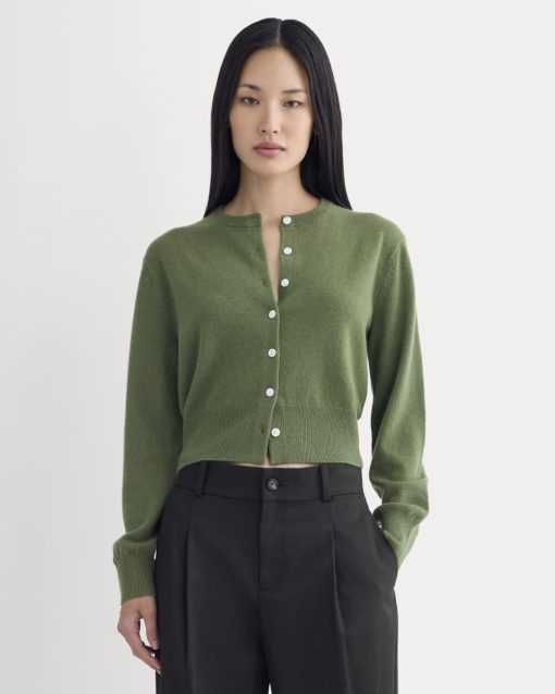 Cashmere Cropped Cardigan | Forest Green