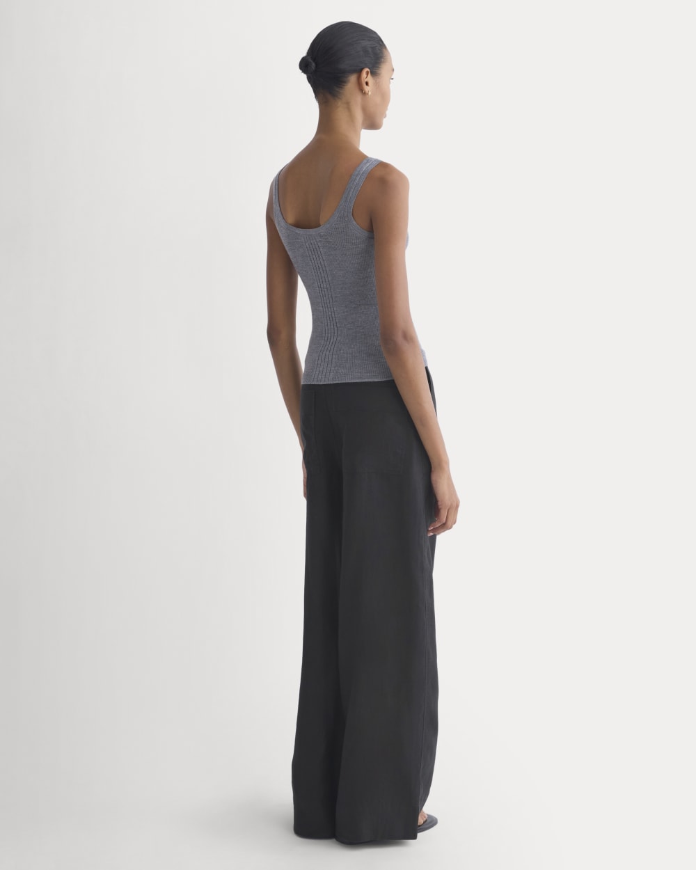 The Light Ribbed Cami in Ultrasoft Merino | Heather Mid Grey - Image 5
