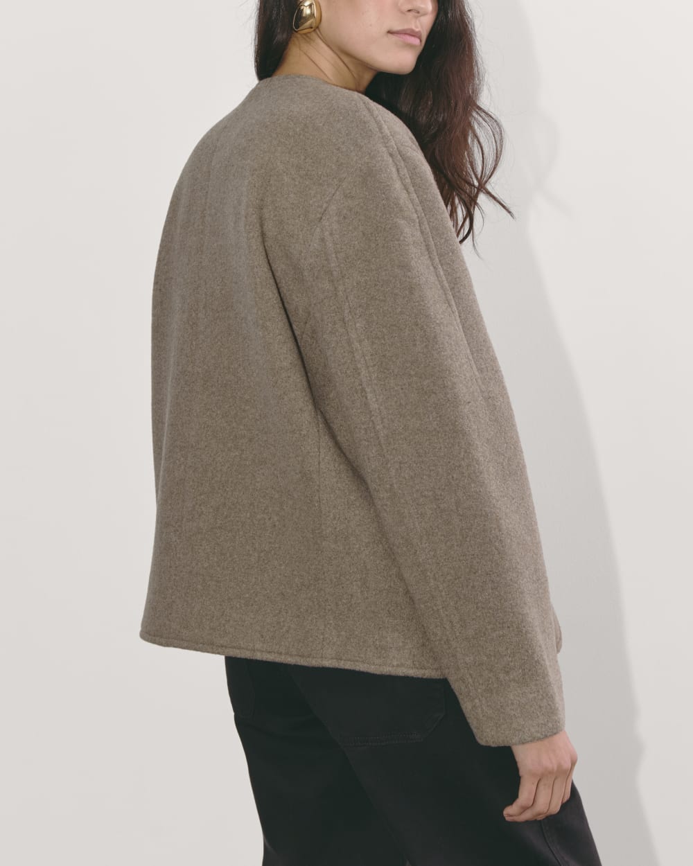 The Cocoon Coat in Wool | Taupe - Image 5