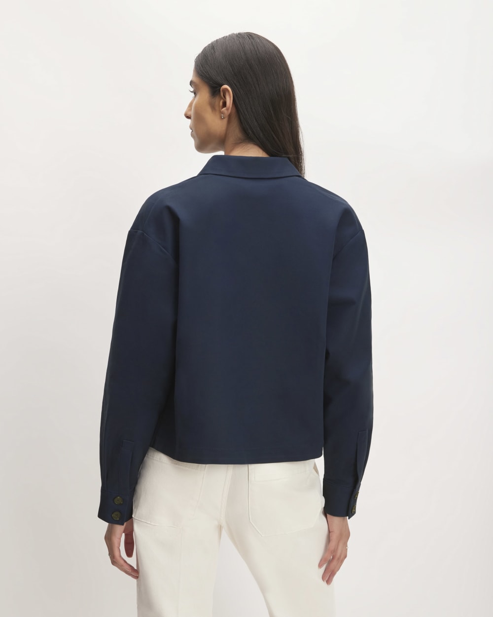The Structured Cotton Cropped Shirt | Navy - Image 6