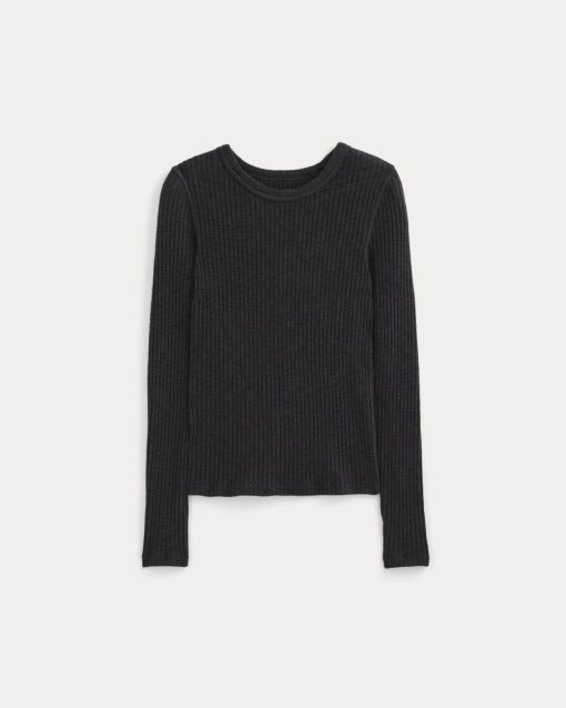 Alternative view of The Cozy Rib Long-Sleeve Tee | Black