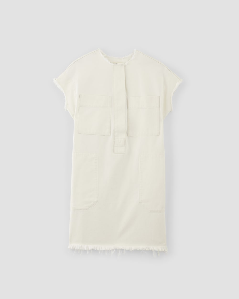 The Denim Workwear Shirtdress | Frayed Hem Bone - Image 2