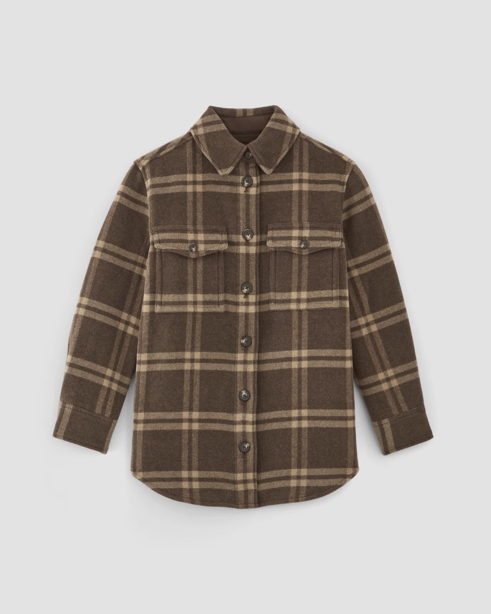 The Italian ReWool® Oversized Shirt Jacket | Brown / Camel - Image 2