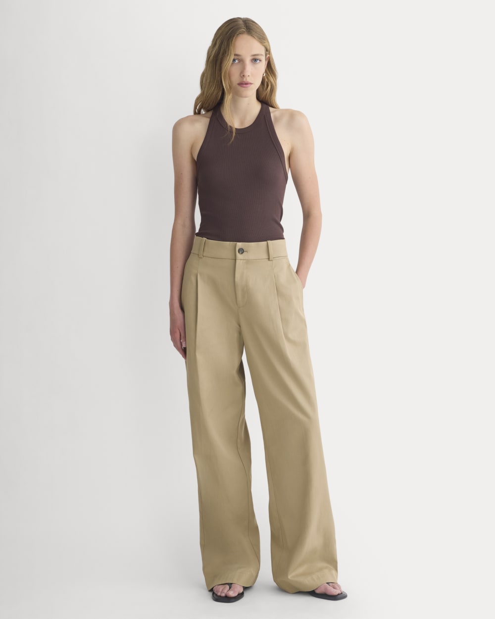 Wide-Leg Trouser in Buttersmooth | Ash Brown | 32 Inseam