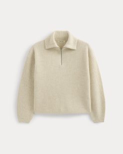 Alternative view of The Half-Zip Sweater in Luxe Merino | Heathered Oat