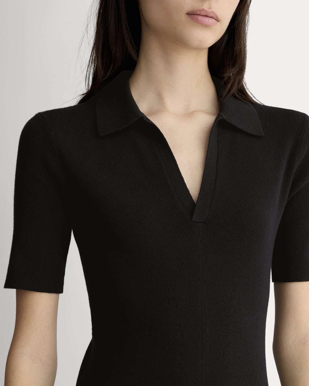 The Knit Polo Dress | Black - Image 3