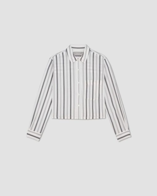Alternative view of The Way-Short Shirt in Silky Cotton | Bone / Black