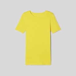 Alternative view of The Pima Micro-Rib Crew Tee | High Visibility Yellow