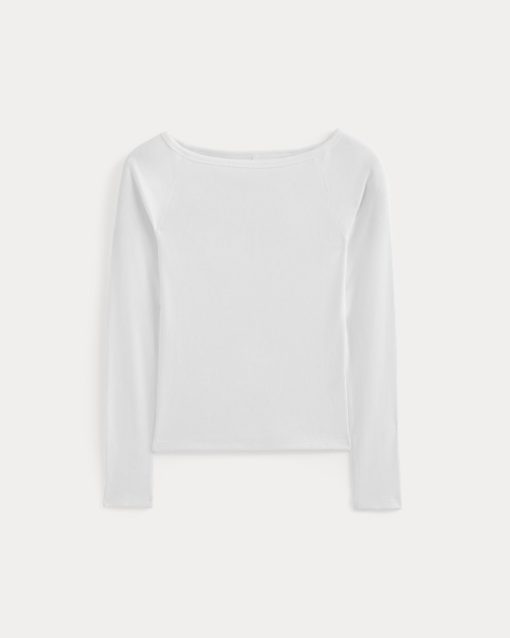 Alternative view of Luxe Rib Boatneck Top | White