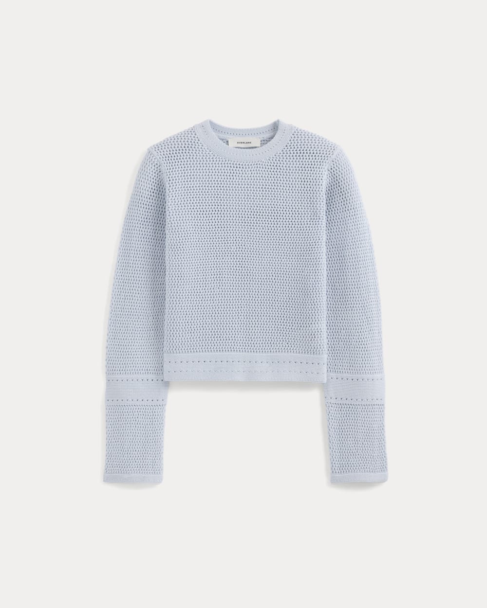 Open Knit Long-Sleeve Crew in Everyday Cotton | Skywriting - Image 2