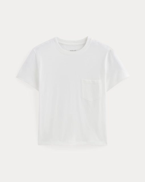 Alternative view of The Box-Cut Tee in Essential Cotton | White | Pocket