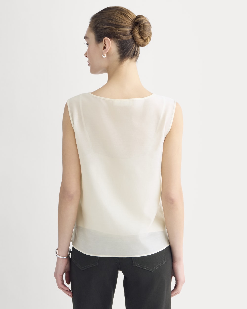 Sleeveless Top in Cotton-Silk Organza | Parchment - Image 5