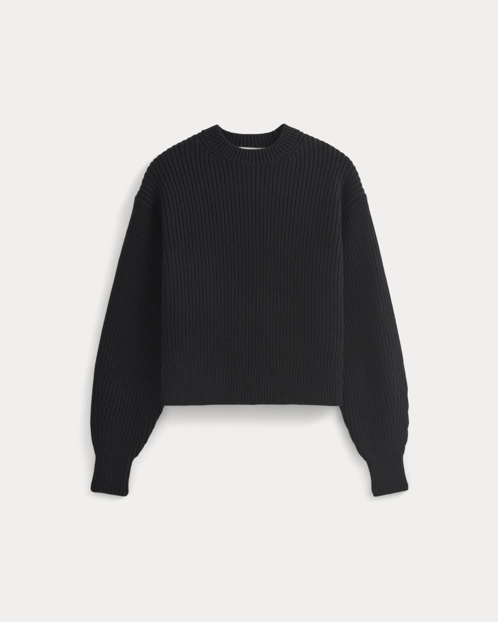 Cropped Ribbed Crew in Everyday Cotton | Black - Image 2