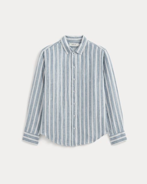 Alternative view of The Must-Have Shirt in Linen | Soft Cobalt/Bone