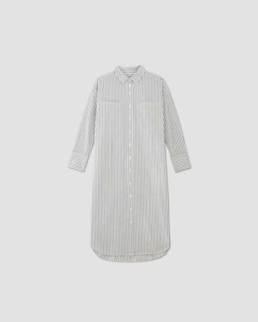 Alternative view of The Midi Cotton Shirt Dress | Bone/Navy