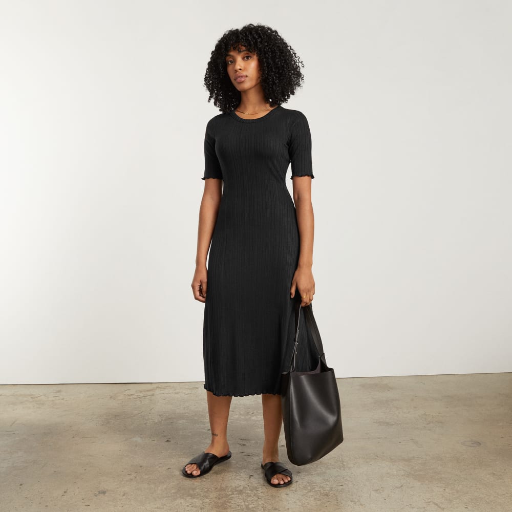 The Open Back Rib Dress | Black - Image 4