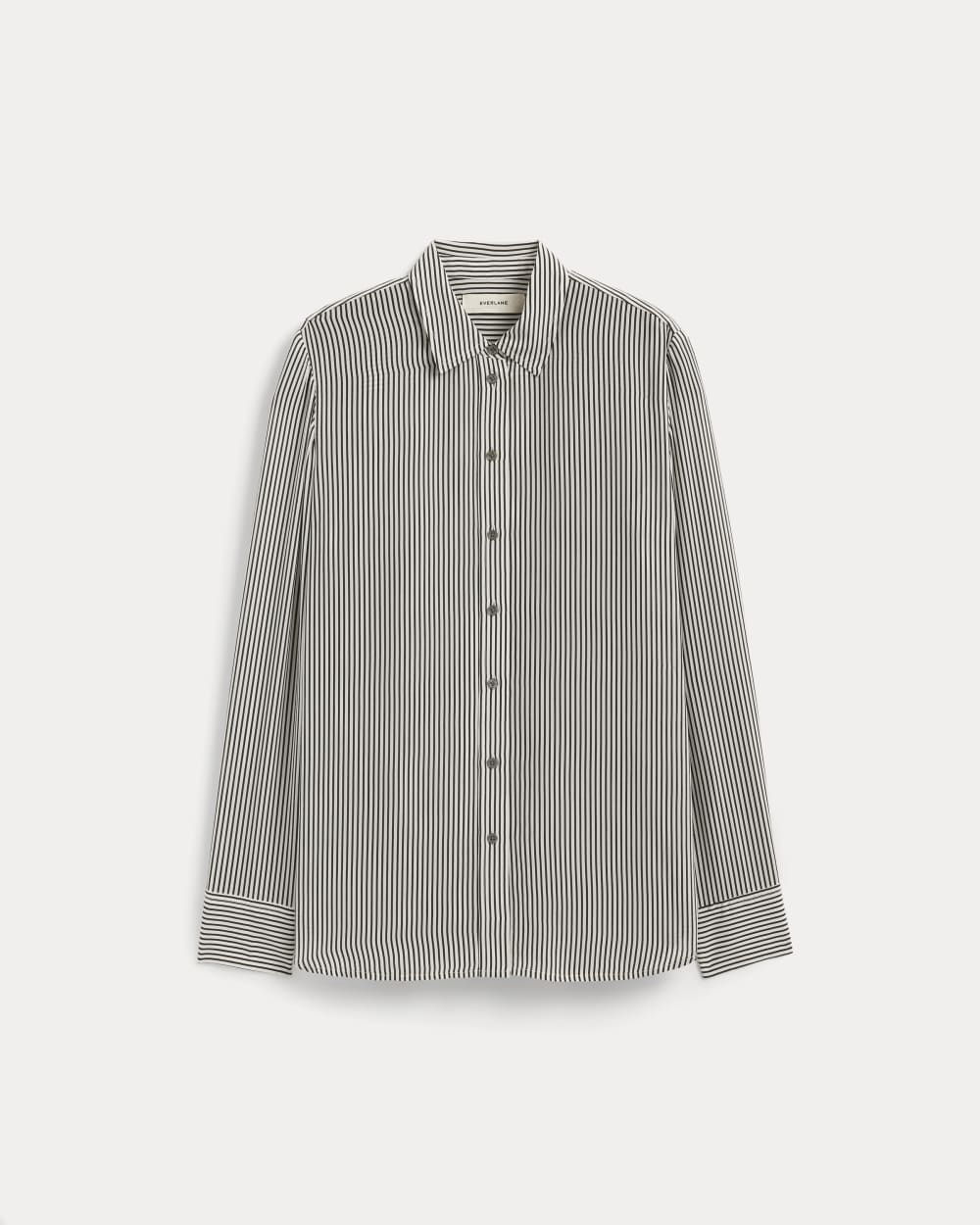 The Must-Have Shirt in Washable Silk | Black Micro Stripe - Image 2