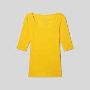 Alternative view of The Luxe Micro-Rib Scoop-Neck Tee | High Visibility Yellow