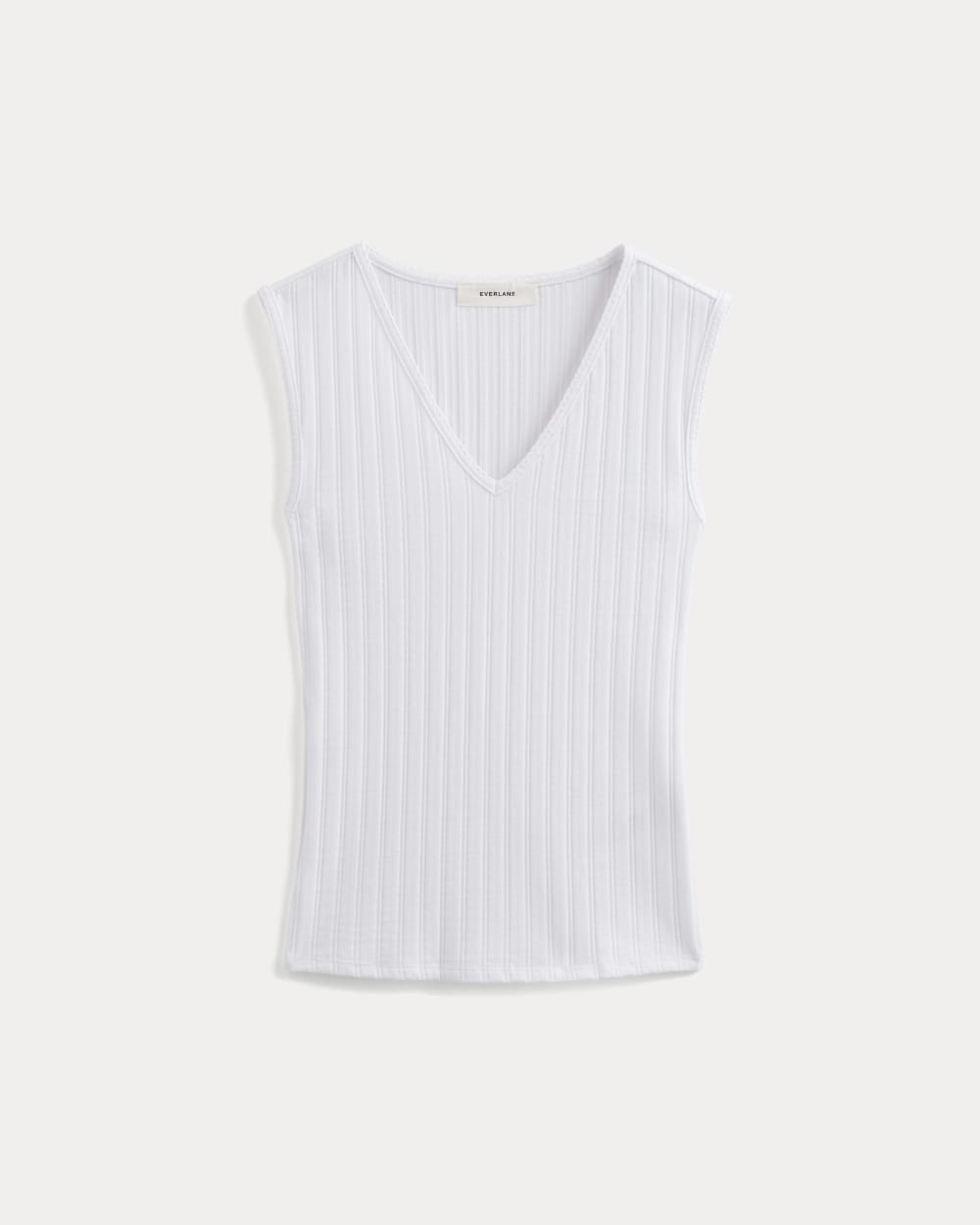 V-Neck Tank in Pointelle | White - Image 2