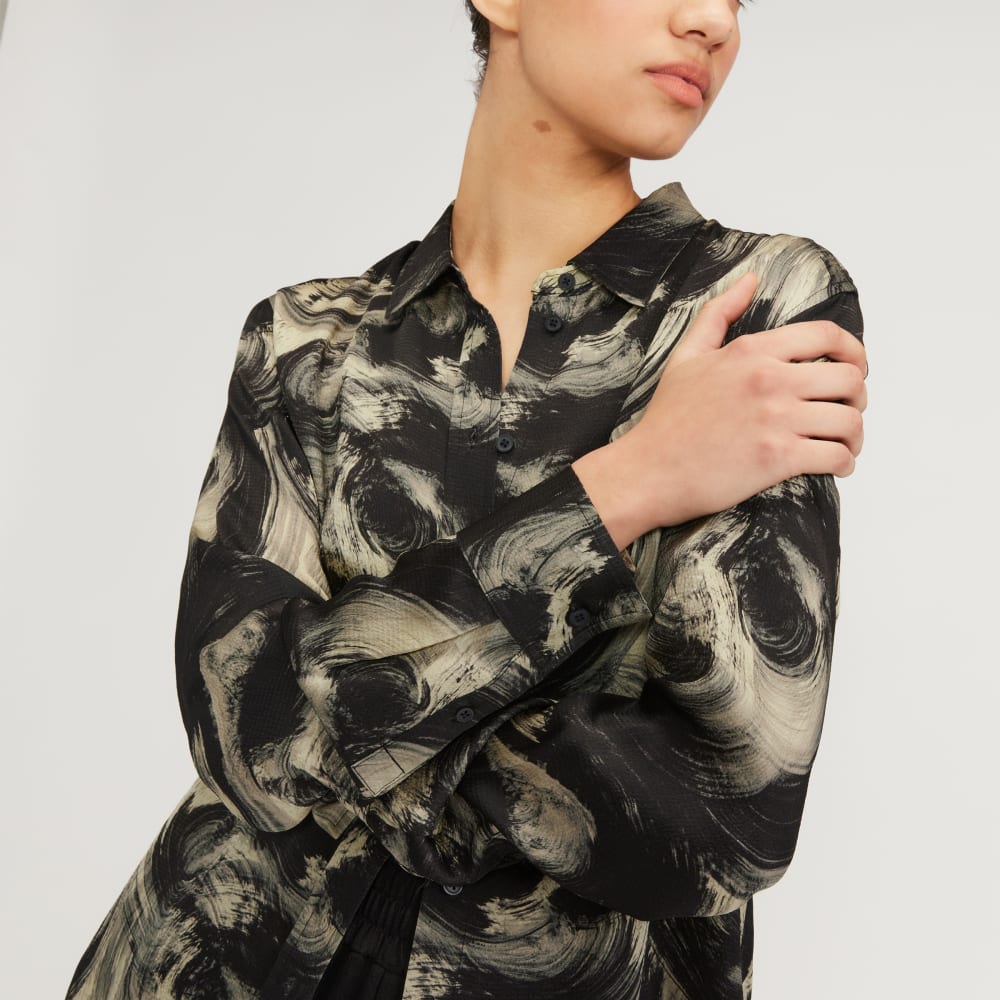 The Satin Relaxed Shirt | Pale Yellow / Black - Image 4