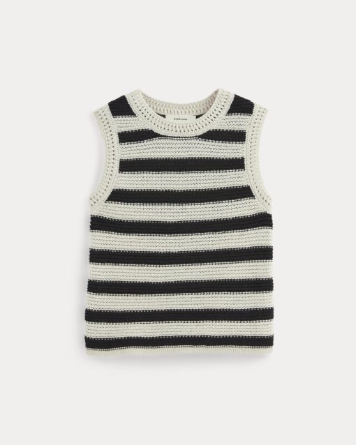 Alternative view of The Organic Cotton Open-Stitch Tank | Canvas / Black