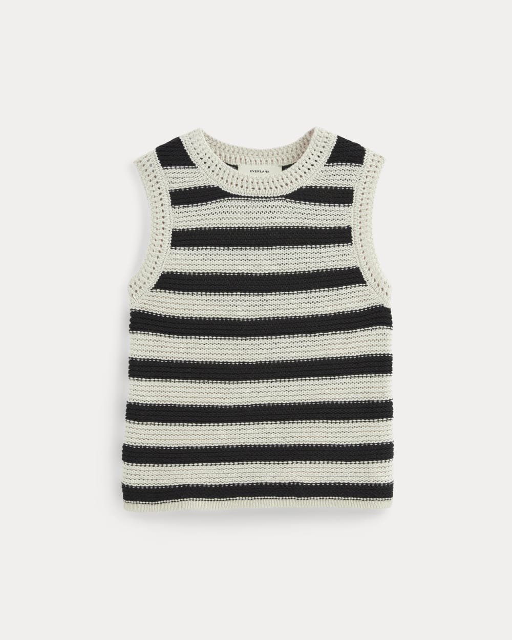 The Organic Cotton Open-Stitch Tank | Canvas / Black - Image 2