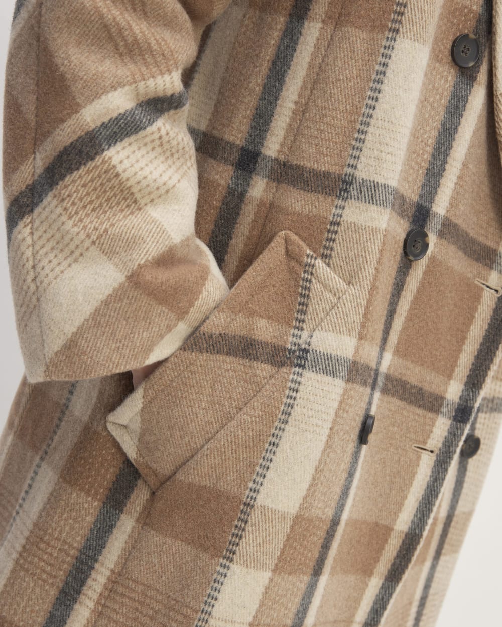 The Italian ReWool® Long Peacoat | Heathered Charcoal / Cornstalk / Toasted Coconut / Biscotti - Image 3