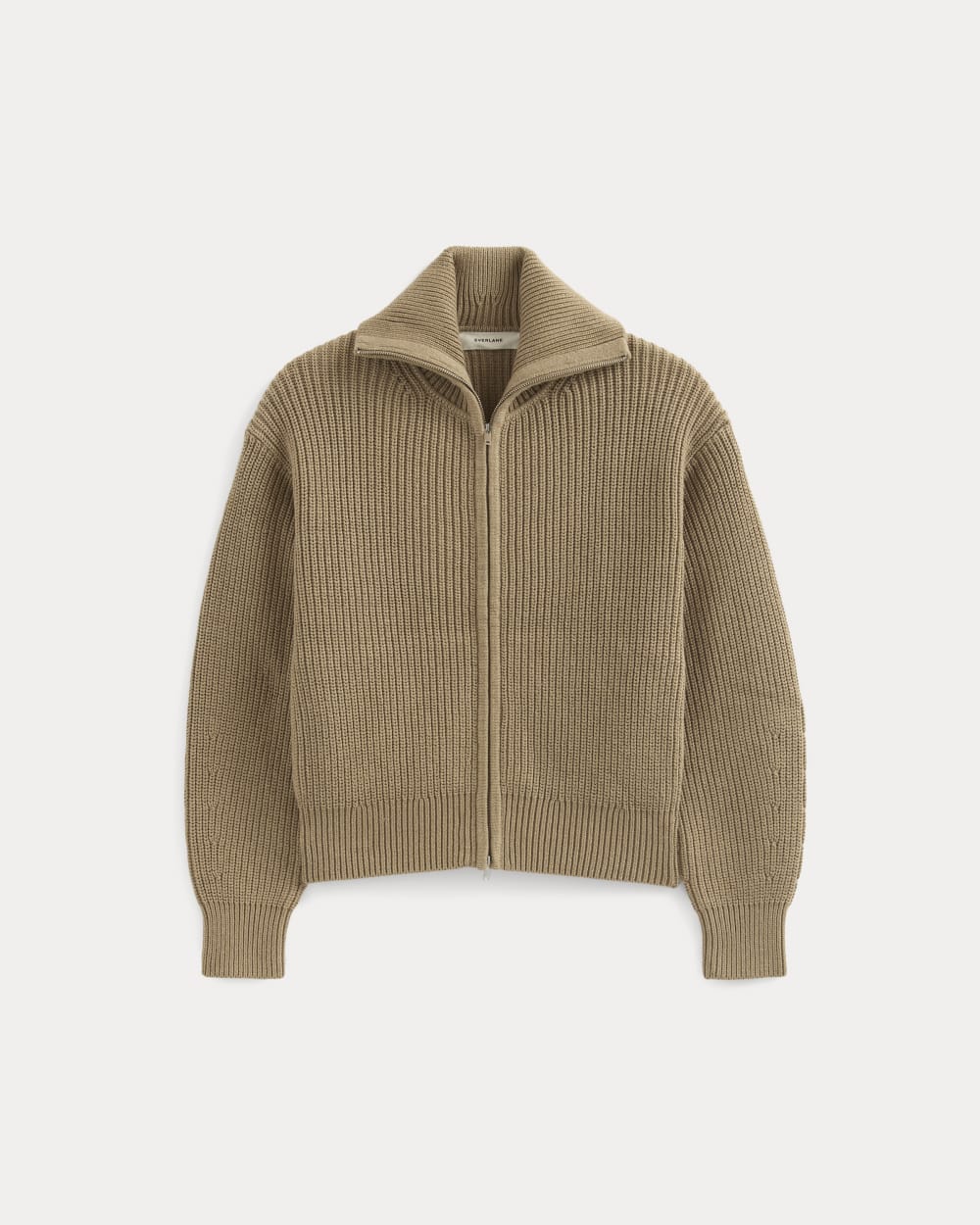 The Full-Zip Sweater in Everyday Cotton | Dark Heathered Camel - Image 2