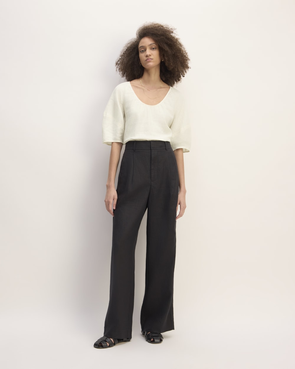 The Scoop Top in Linen | Bone - Image 3