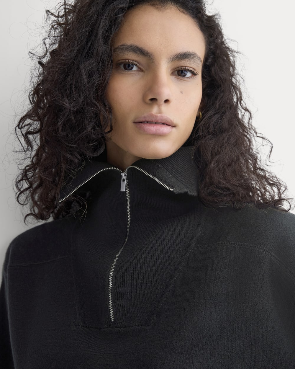 Double Knit Half-Zip in Cotton Merino | Black - Image 5