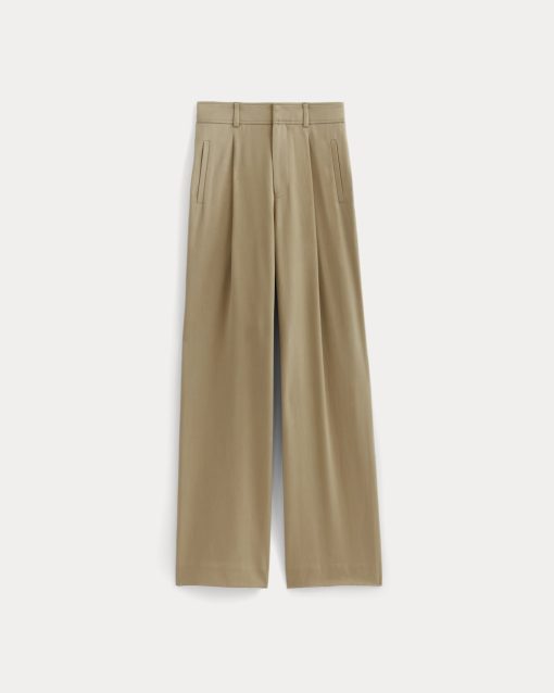 Alternative view of The Draper Pleated Pant in Buttersmooth | Ash Brown | 32 Inseam