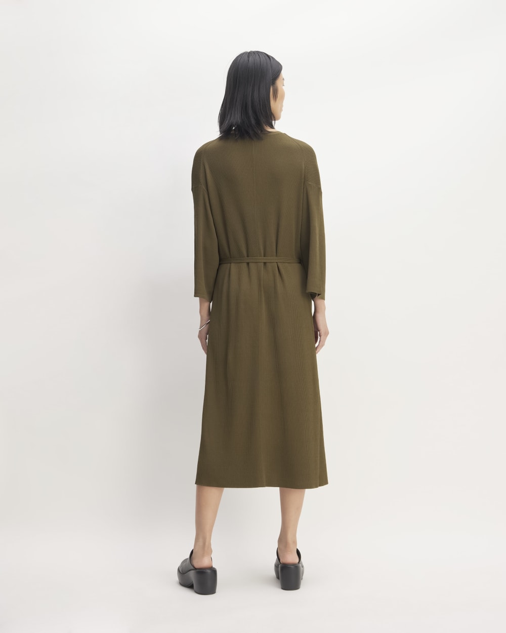 The Ribbed Wrap Midi Dress | Beech - Image 6