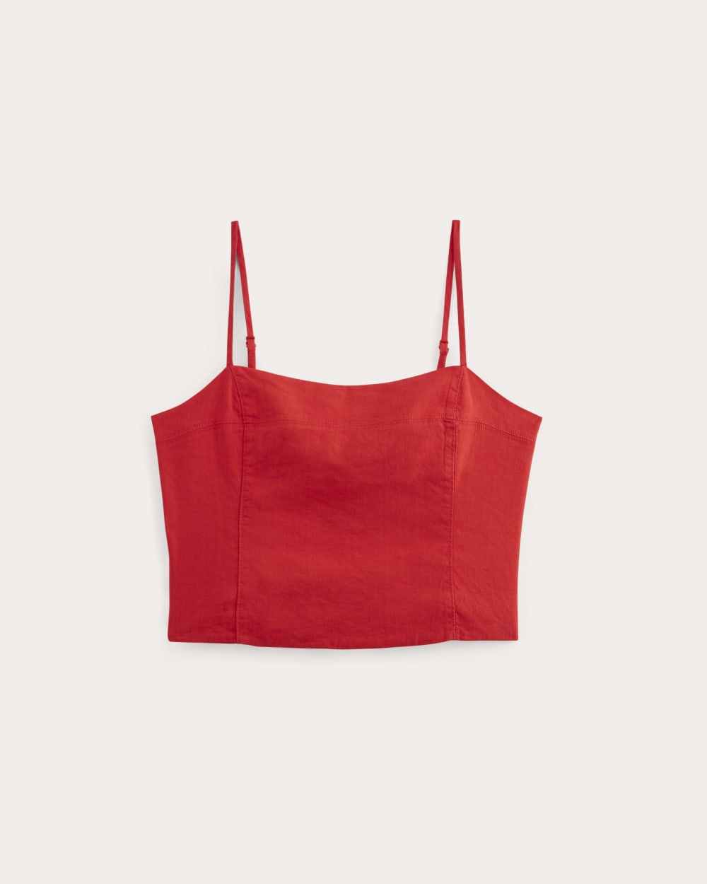 The Seamed Top in Stretch Linen | Classic Red - Image 2