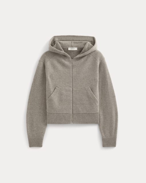 Alternative view of Full-Zip Hoodie in Wool Cashmere | Oatmeal